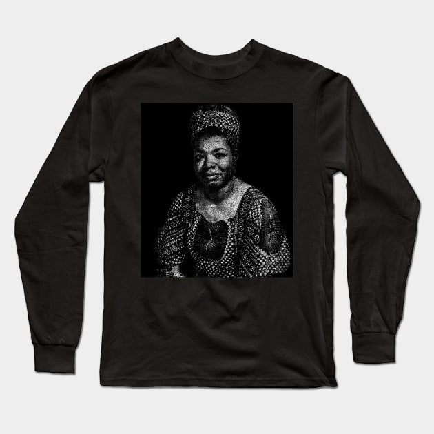 Maya Angelou Portrait with all her book titles - 01 Long Sleeve T-Shirt by SPJE Illustration Photography